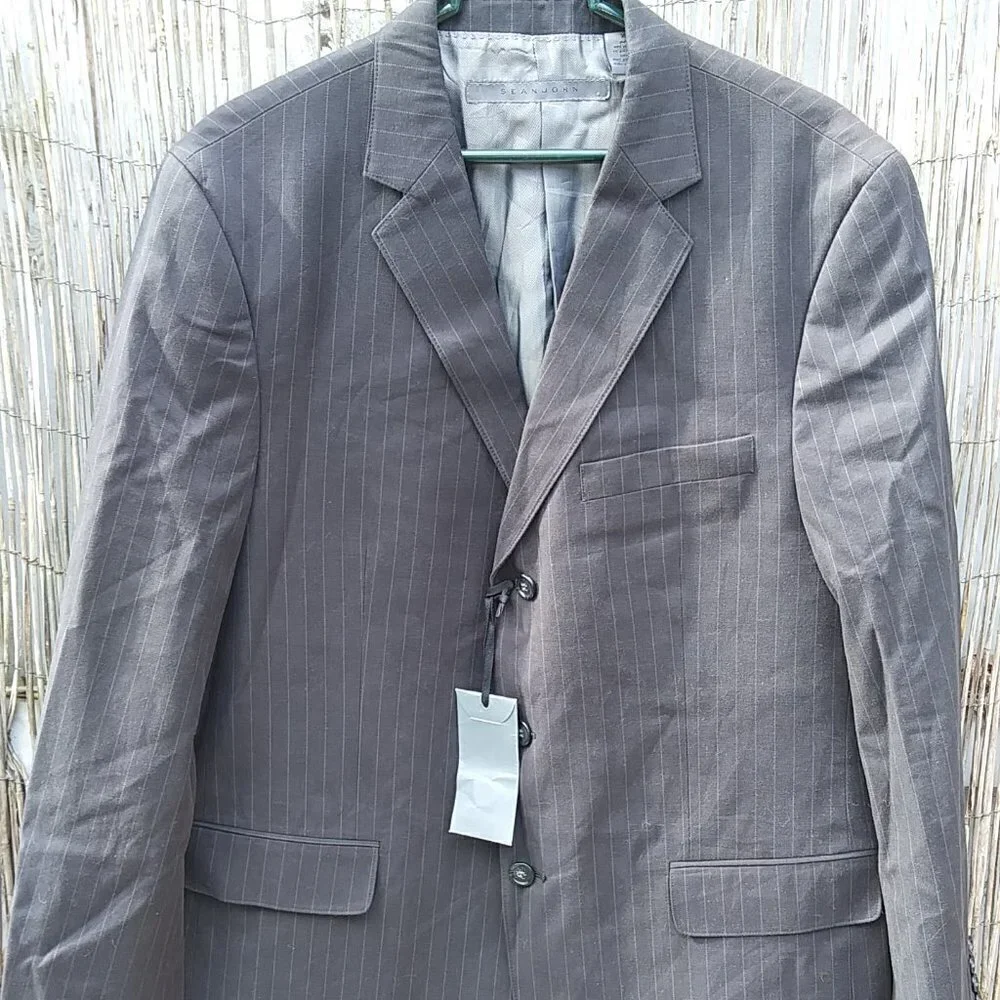 Sean John Suit Jacket Blazer Gray Pinstripe - XL - NWT